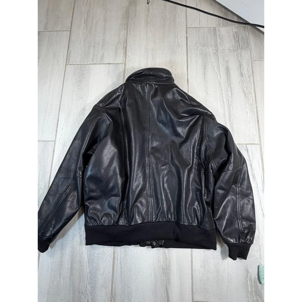 Banana Republic Vintage Leather Bomber Jacket Black Safari & Travel Co Mens 44